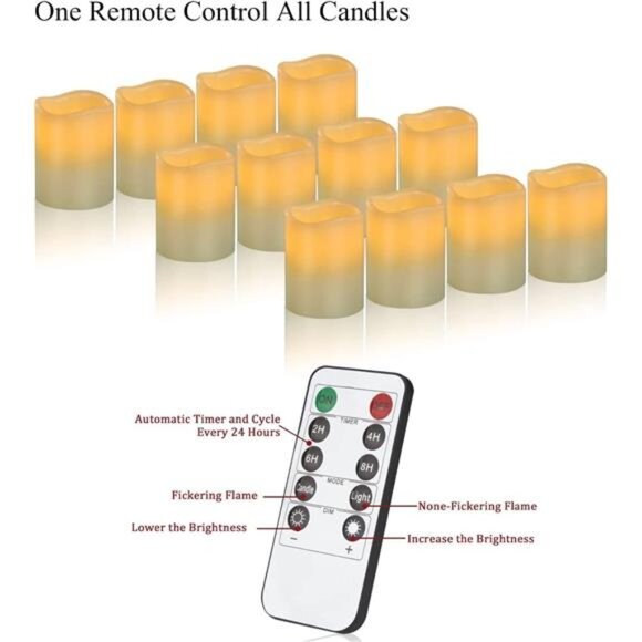 New Flameless Candles Battery Operated Candles Set of 12 Ivory Real Wax Pillars - Picture 4 of 5
